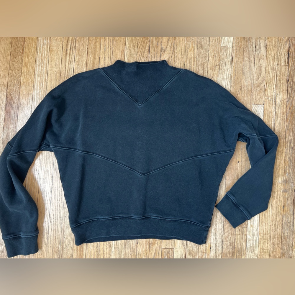 Citizens of Humanity Distressed Black Cropped Mock Turtleneck Sweatshirt XS